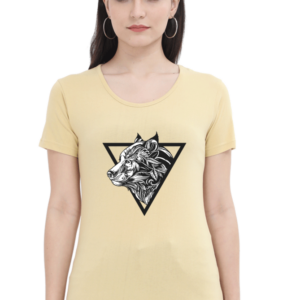 Triangular Angry Wolf Female Round Neck Half Sleeve Classic T-Shirt