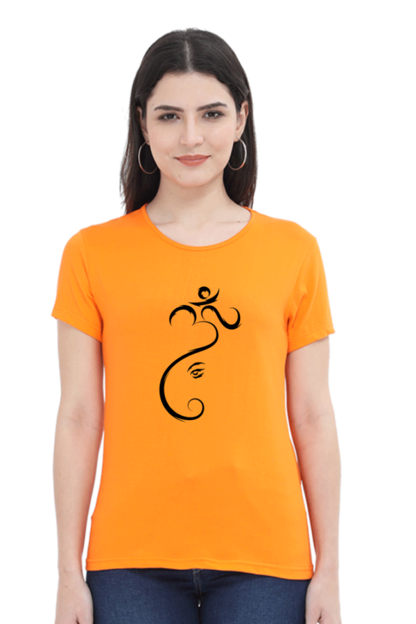 Om Lord Ganesha Female Round Neck Half Sleeve Classic T-Shirt