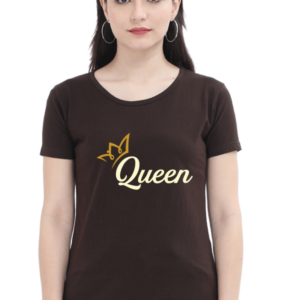Queen Gold Crown Female Round Neck Half Sleeve Classic T-Shirt