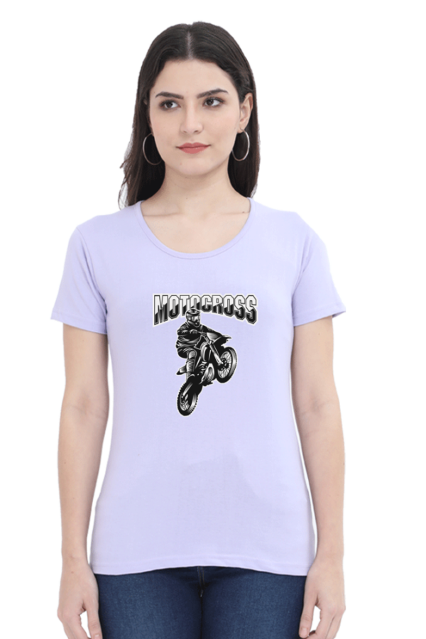 Motocross Female Round Neck Half Sleeve Classic T-Shirt