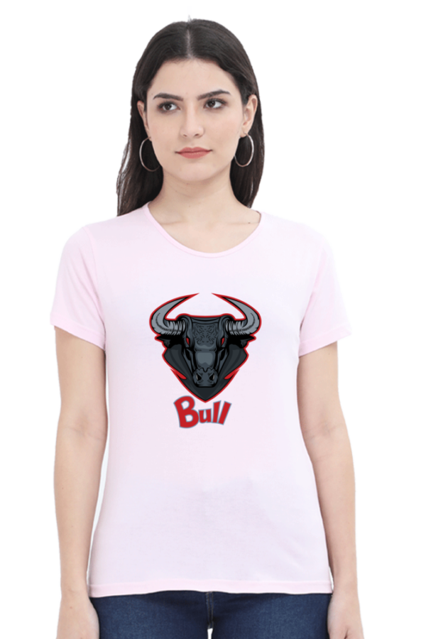 Bull Female Round Neck Half Sleeve Classic T-Shirt - Image 2