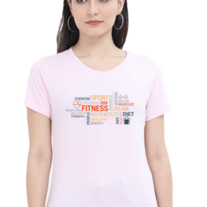 Fitness Exercise Scrambled Words Female Round Neck Half Sleeve Classic T-Shirt