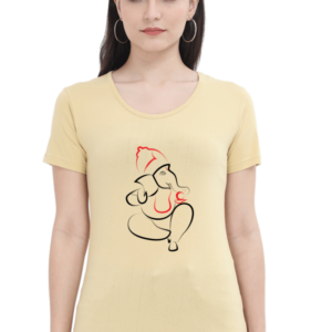 Lord Ganesha V7 Female Round Neck Half Sleeve Classic T-Shirt