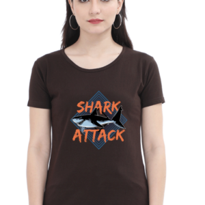 Shark Attack Female Round Neck Half Sleeve Classic T-Shirt