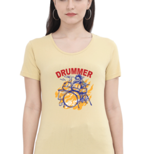 Drummer Female Round Neck Half Sleeve Classic T-Shirt